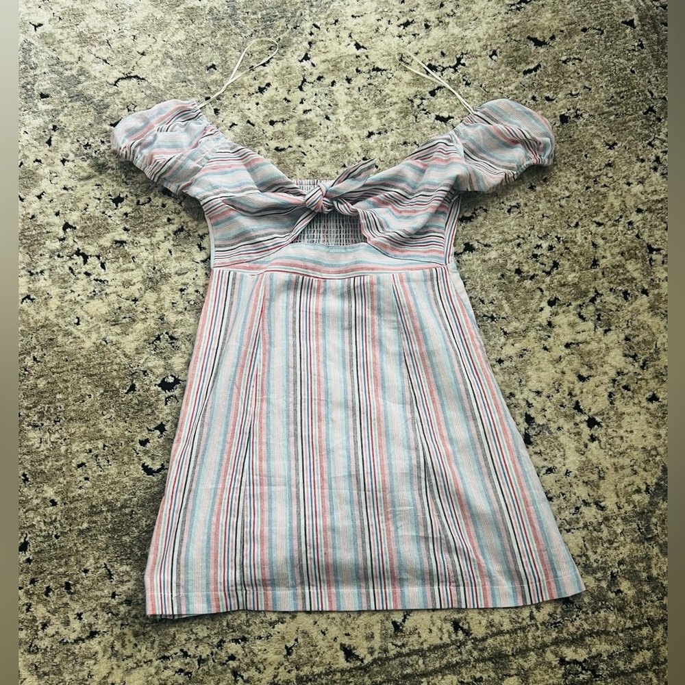 Vestique - Multicolored Tie in Front Mini Dress - S